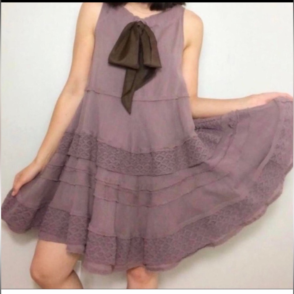 Anthropologie Zeharvale Flounced Mocha Swing Dress EUC Size 4